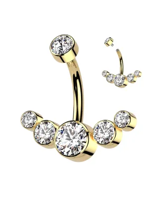 Piercing Nombril Doré Titane ASTM F136 – 5 Zircons