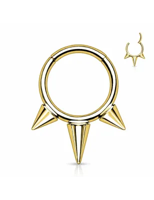 Anneau Clicker Titane Doré PVD – Septum & Oreille Pointes