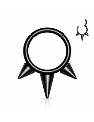 Anneau Clicker Noir Titane – Septum & Oreille Pointes