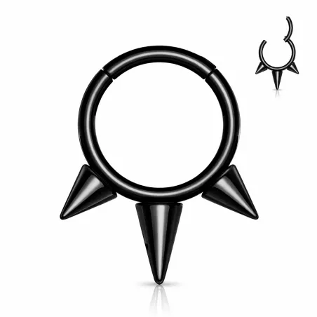 Anneau Clicker Noir Titane – Septum & Oreille Pointes