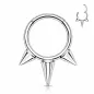 Anneau oreille et septum titane argenté 3 spikes