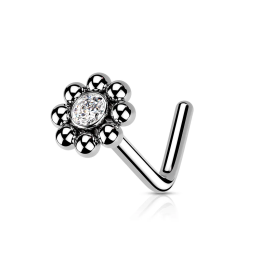 Piercing Nez Fleur Zircon – Tige L Acier Chirurgical
