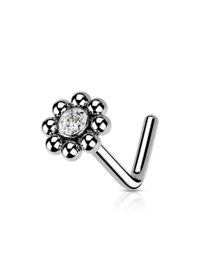 Piercing Nez Fleur Zircon – Tige L Acier Chirurgical