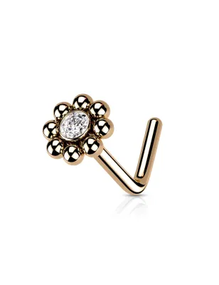 Piercing Nez Fleur Zircon Or Rose – Tige L Acier