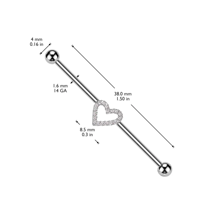 Piercing Industriel Titane ASTM F136 – Cœur Zircons