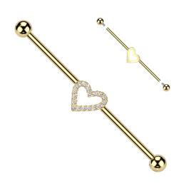 Piercing Industriel Doré Titane ASTM F136 – Cœur Zircons
