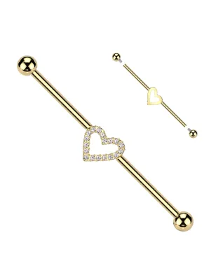 Piercing Industriel Doré Titane ASTM F136 – Cœur Zircons
