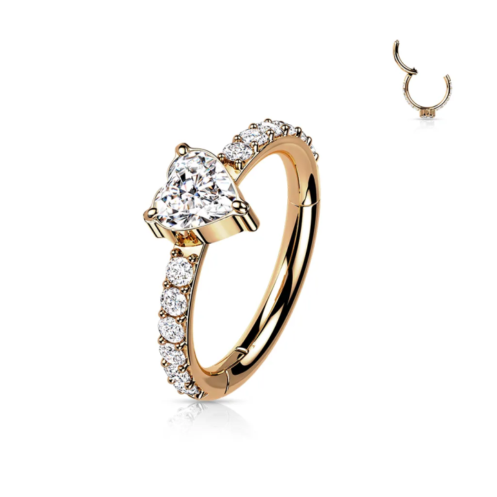 Anneau Hélix Conch Rose Gold Titane ASTM F136 – Cœur