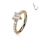 Anneau d'oreille en titane or rose zircon coeur