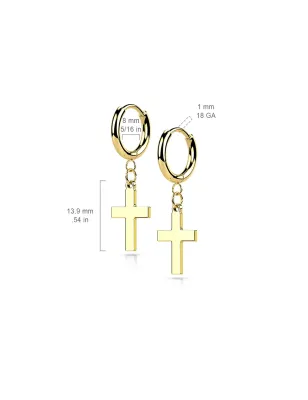 Boucles d’oreilles créoles croix dorées en acier inoxydable