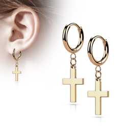 Boucles d’oreilles créoles croix rose gold en acier inoxydable