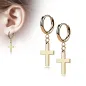 Boucles d'oreilles en acier or rose pendentif croix