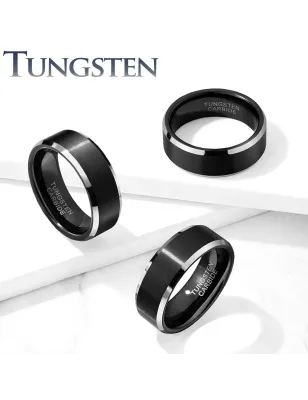 Bague Tungstène Noir Brossé Homme – Alliance Moderne