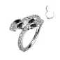 Piercing anneau oreille titane serpent pavé de zircons Piercing anneau oreille titane serpent pavé de zircons