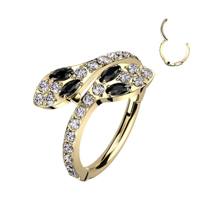 Piercing serpent doré PVD titane – Anneau hélix conch