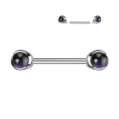Piercing téton titane ASTM F136 améthyste – élégant