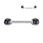 Piercing téton en titane avec améthystes Piercing téton en titane avec améthystes