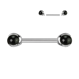 Piercing téton titane ASTM F136 agate noire – élégant