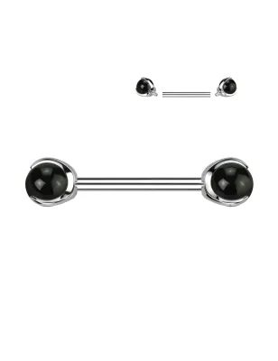 Piercing téton titane ASTM F136 agate noire – élégant