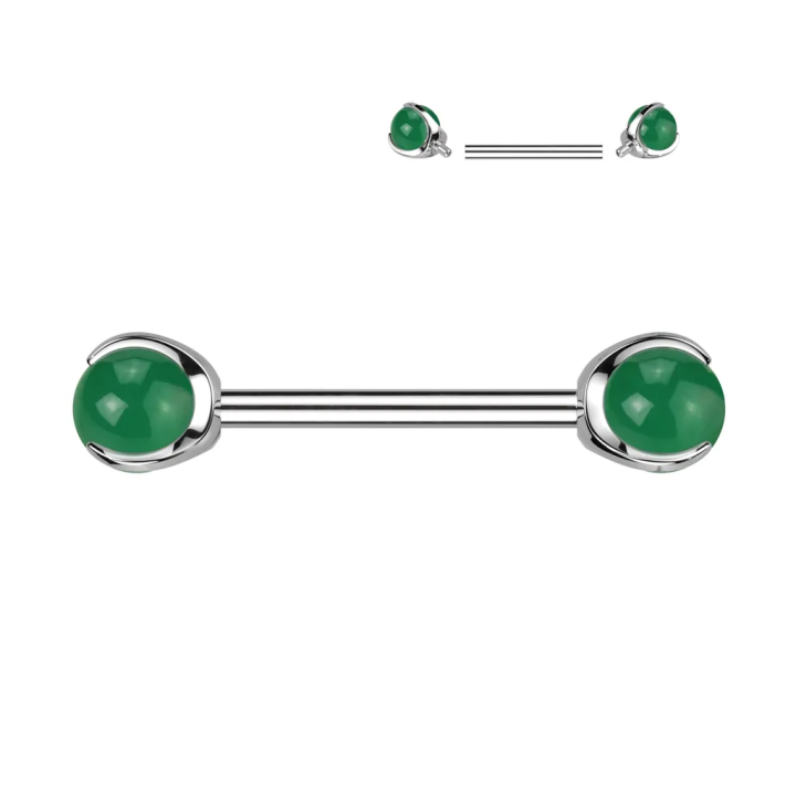 Piercing téton titane ASTM F136 jade vert – élégant
