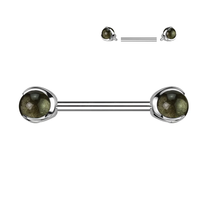 Piercing téton titane ASTM F136 obsidienne – élégant