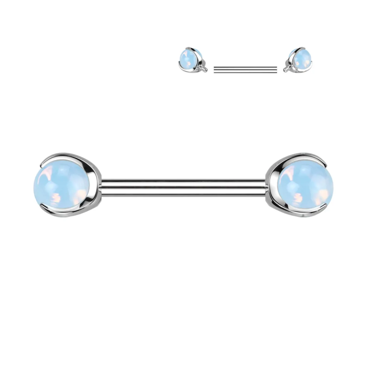 Piercing téton titane ASTM F136 opalite blanche – élégant