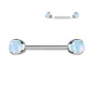 Piercing téton en titane avec opalines blanches Piercing téton en titane avec opalines blanches