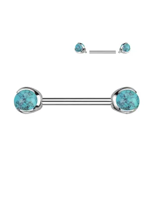 Piercing téton titane ASTM F136 turquoise – élégant