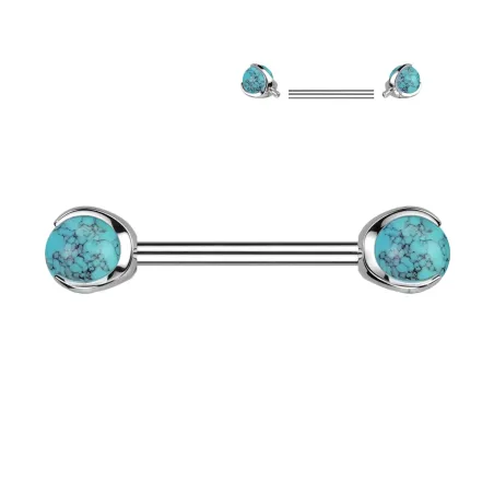 Piercing téton titane ASTM F136 turquoise – élégant