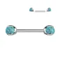 Piercing téton en titane avec pierres turquoise Piercing téton en titane avec pierres turquoise