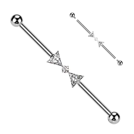 Piercing industriel titane ASTM F136 nœud papillon zircon