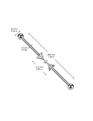 Piercing industriel titane ASTM F136 nœud papillon zircon