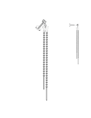 Piercing oreille papillon argent acier – chaînes pendantes