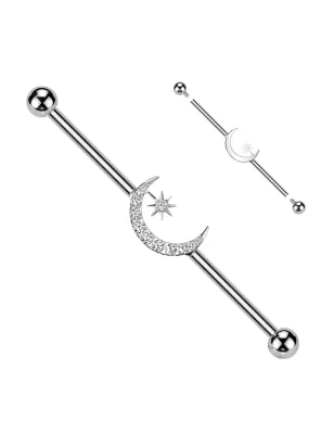 Piercing industriel titane ASTM F136 lune étoile zircon