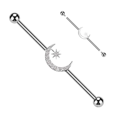 Piercing industriel titane ASTM F136 lune étoile zircon