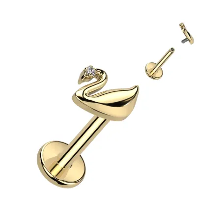 Piercing hélix cygne doré PVD titane ASTM F136 zircon