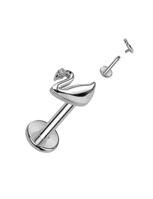 Piercing hélix cygne titane ASTM F136 argent zircon