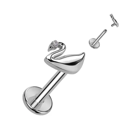 Piercing hélix cygne titane ASTM F136 argent zircon