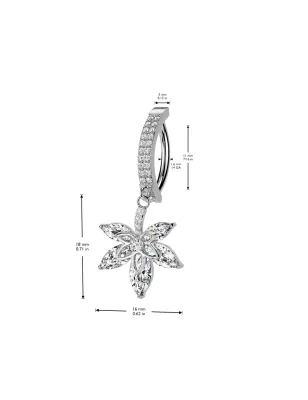 Piercing nombril anneau clicker acier 316L fleur zircon