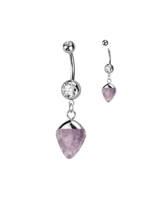 Piercing nombril acier 316L améthyste pendentif zircon