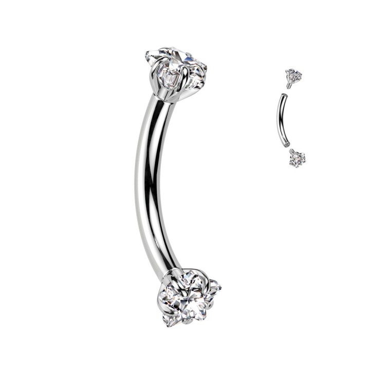 Piercing arcade rook titane ASTM F136 étoiles zircon