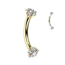 Piercing arcade rook titane doré PVD étoiles zircon