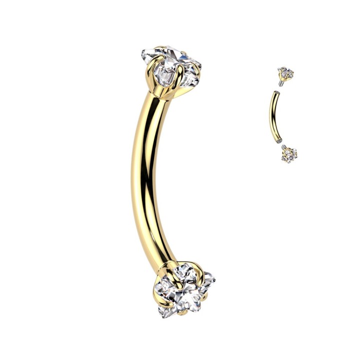 Piercing arcade rook titane doré PVD étoiles zircon