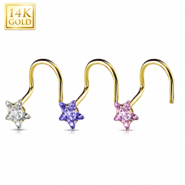 Piercing Nez Or 14K avec Gemme Etoile