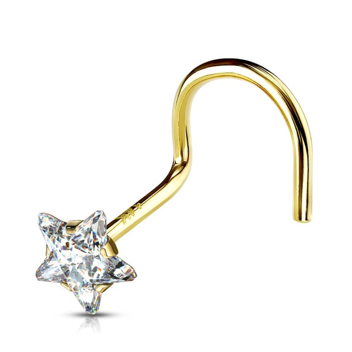 Piercing Nez Or 14K avec Gemme Etoile