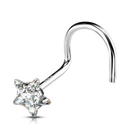 Piercing Nez Or Blanc 14K avec Gemme Etoile
