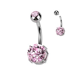 Piercing Nombril Titane ASTM F136 Zircon Rose | Hypoallergénique