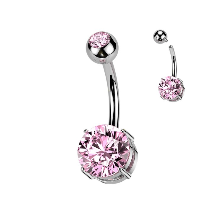 Piercing Nombril Titane ASTM F136 Zircon Rose | Hypoallergénique
