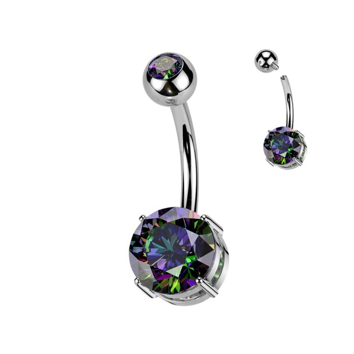 Piercing Nombril Titane ASTM F136 Zircon Vitrail Multicolore