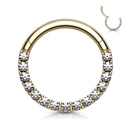 Anneau Clicker Doré PVD Pavé Zircons Blancs Daith Septum – 6, 8 et 10 mm | Piercing Street